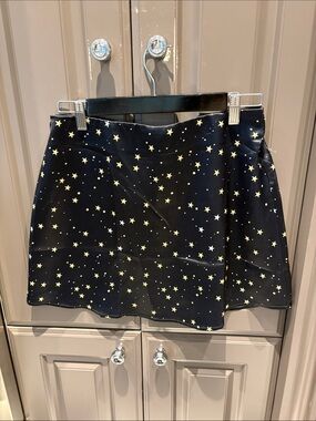 zeagoo Black Mini Skirt with Gold Star Print